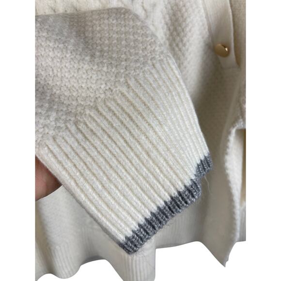 Ann Taylor Luxe Cream Wool-Blend Textured Oversized Mock Neck Sweater Size Large - Picture 5 of 11